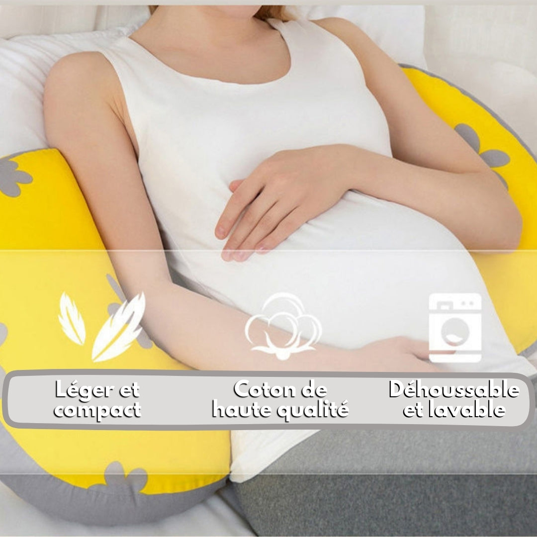 Taie De Coussin De Grossesse Dilamababy 100% Coton - Housse Amovible Lavable Pour Coussin Memo, Grise à Pois